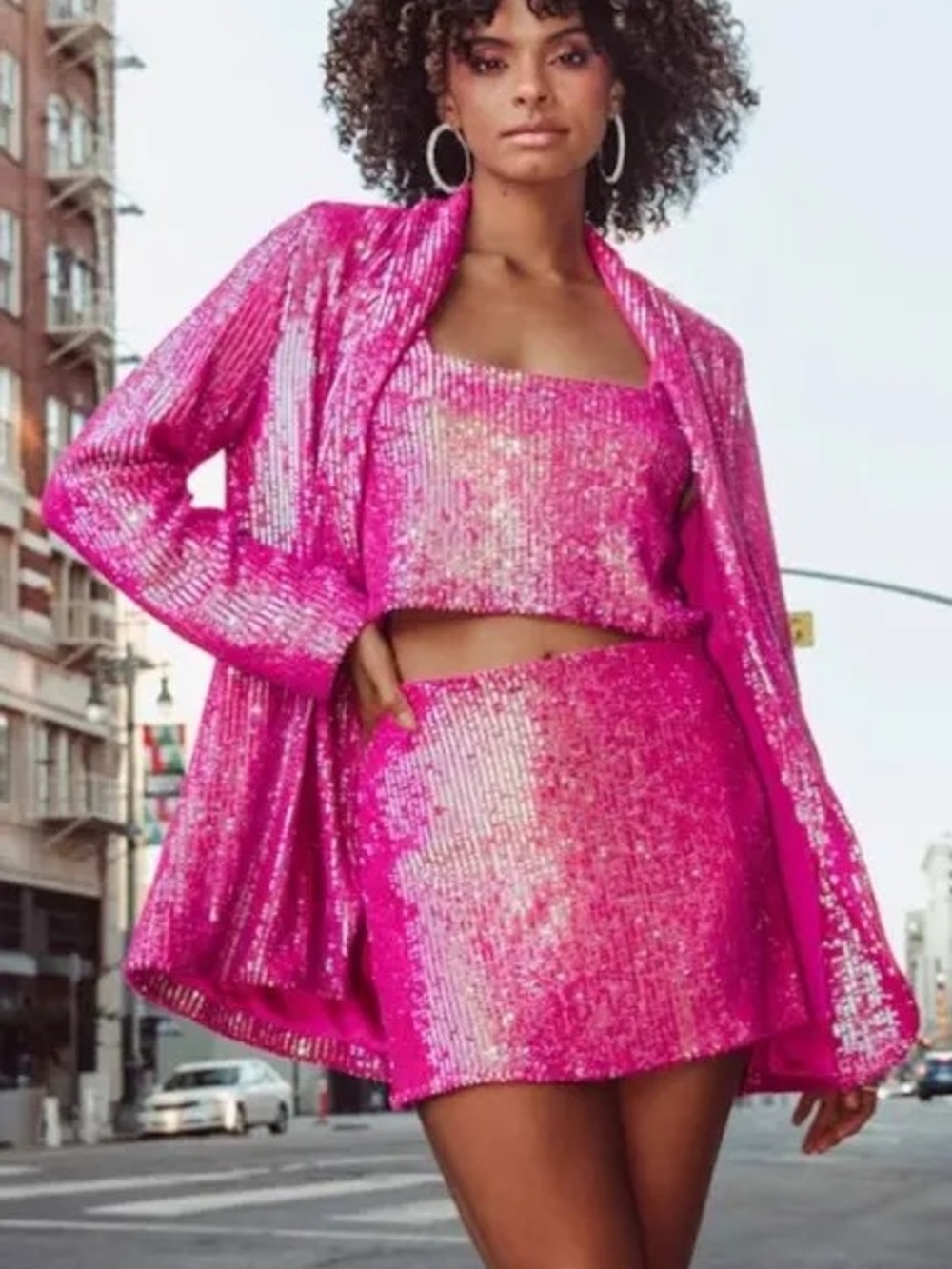 Show Me Your MuMu Dance Blazer Pink Sequin Disco